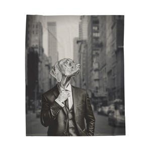 Jaki przystojny chłopiec, ilustracja weimaranera, welurowy pluszowy koc | Dapper Dog Art