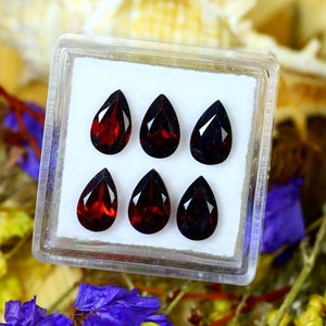 Almandine 6.62Ct 6Pcs Natural Vivid Blood Red Almandine Garnet S1994