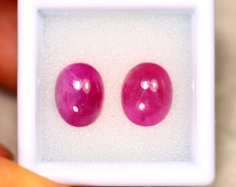 7.60Ct 2Pcs Rubis Cabochon Madagascar Rubis Rouge Roseâtre S325