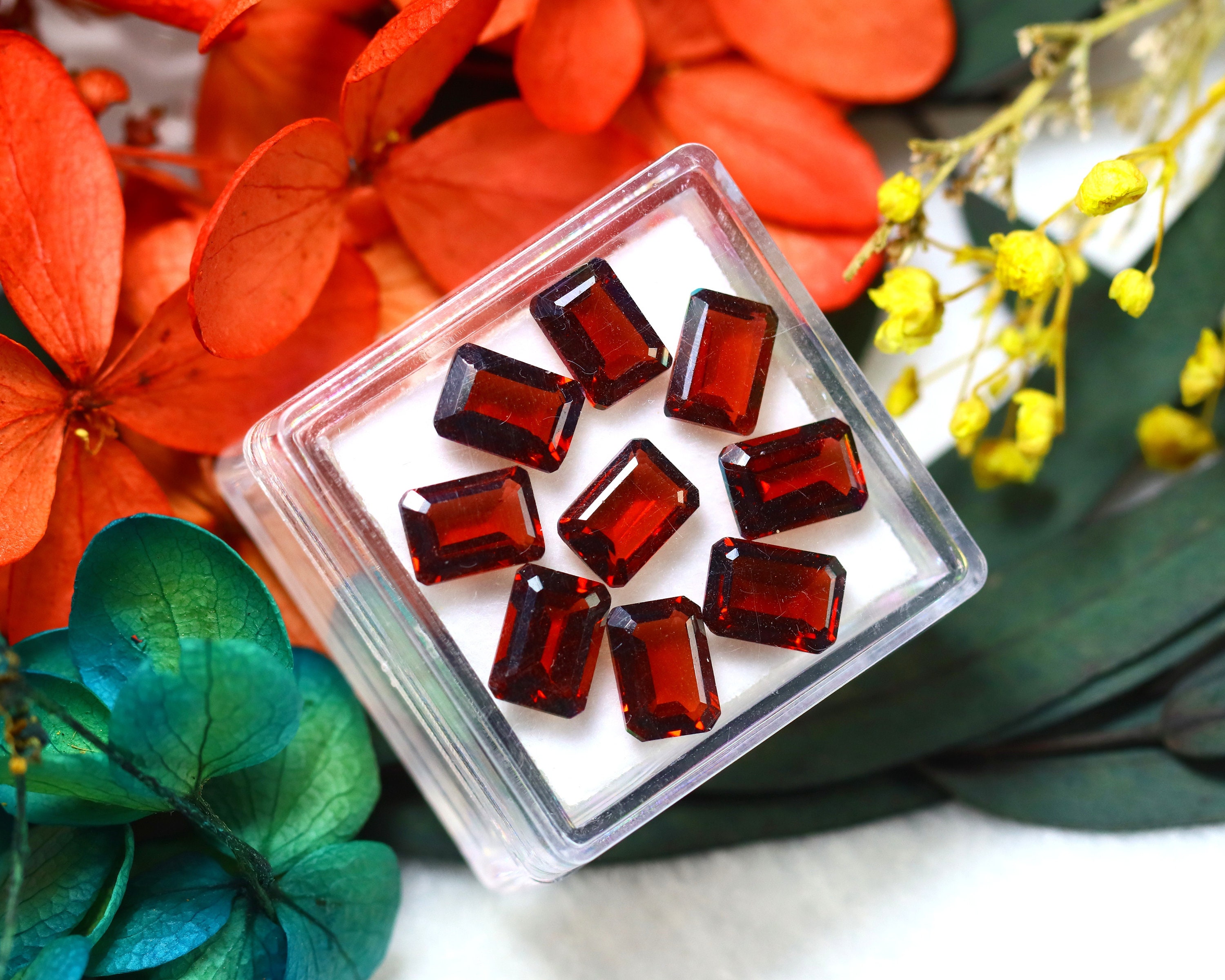 Almandine 10.93ct 9pcs Natural Vivid Blood Red Almandine Garnet