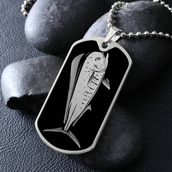 Personalized Mahi Mahi Necklace, Fishing Gift For Men, Mahi Mahi Gift For Him, Mahi Mahi Pendant,  Fishing Gift For Dad, Mahi Mahi Jewelry