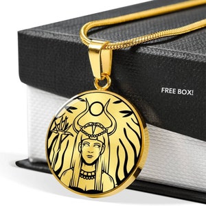 Hathor pendant necklace, Goddess of fertility love women, Egyptian Mythology Jewelry, Ancient Egypt, Wicca necklace