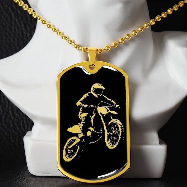 Personalized Dirt Bike Necklace, Motocross Gift For Men, Biker Gift, Dirt Bike Rider Gift, Dirt Bike Gift, Biking Lover Gift, Christmas Gift