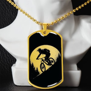 Gepersonaliseerde mountainbikeketting, mountainbikecadeau voor mannen, mountainbikehanger, kerstcadeau voor hem, cadeau voor jongens