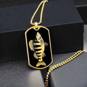 Personalized Perch Fish Necklace, Fishing Gift For Men, Perch Pendant Gift For Him, Fishing Gift For Dad, Perch Jewelry, Perch Gift