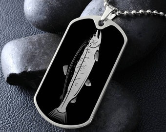 Personalisierte Lachs Halskette, Fischen Geschenk für Männer, Lachs Geschenk für ihn, Lachs Anhänger, Fischen Geschenk für Papa, Lachs Schmuck