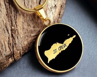 Custom St. Croix Necklace - US Virgin Islands Necklace, Saint Croix Map Necklace, Saint Croix Pendant, St Croix Gift
