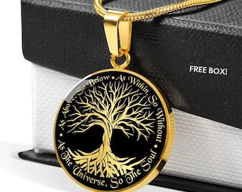 Tree of life necklace, tree of life pendant, pagan jewelry, gift for her, gift for him, wicca necklace, occult necklace