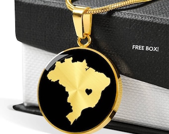 Personalized Brazil necklace, Brazil gift, Brazil pendant, Brazil jewelry, Brazil charm, country necklace