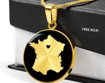 Personalized France necklace, France gift, France pendant, France jewelry, France charm, country necklace