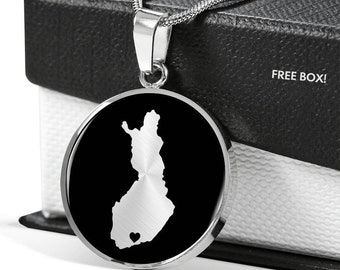 Finland necklace, Finland gift, Finland pendant, Finland jewelry, Finland charm, country necklace