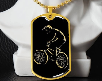 Personalized BMX Necklace, BMX Gift For Boys, Bike Necklace, Bike Pendant, Cyclist Necklace, BMX Racing Gift, Christmas Gift