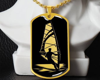 Personalized Windsurfing Necklace, Windsurfing Gift For Men, Windsurfer Pendant, Water Sports Jewelry, Nautical Jewelry, Windsurfer Gift