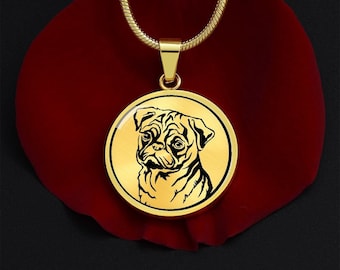 Personalized Pug Necklace, Pug Gift For Pug Lovers, Dog Mom Gift Necklace, Dog Keepsake Necklace, Pug Jewelry, Pug Memorial Dog Necklace
