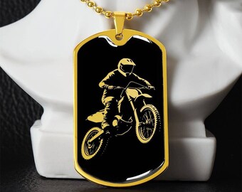 Custom Handmade Dirt Bike Pendant For Men - Motocross Couples Jewelry, Interlocking Necklace, Extreme Sport Gift