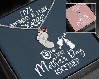 Personalized First Mothers Day Gift New Mom, Our First Mothers Day Together, First Time Mother's Day Gift From Baby, Mothers Day Necklace