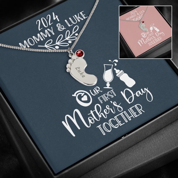 Personalized First Mothers Day Gift New Mom, Our First Mothers Day Together, First Time Mother's Day Gift From Baby, Mothers Day Necklace