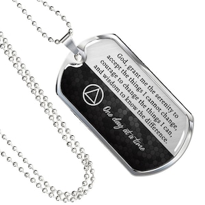 Sobriety gift for him, AA serenity prayer necklace, sobriety anniversary gift, sobriety necklace, sobriety jewelry, addiction recovery