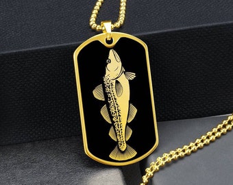 Collana personalizzata con merluzzo, regalo di pesca per uomo, regalo con ciondolo a forma di merluzzo per lui, regalo di pesca per papà, gioielli a forma di merluzzo, regalo a forma di merluzzo