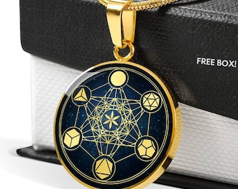 Wisiorek z geometrią sakralną Metatrons Cube, biżuteria Kwiat Życia, akcesoria na Festiwal Nasion Życia, naszyjnik z mandalą