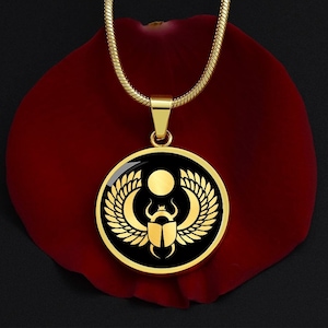 Winged Scarab Necklace, Symbol of Renewal & Rebirth, Resurrection, Beetle Amulet, Ancient Egyptian jewelry , Khepri