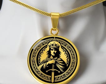 Saint Louis IX Necklace, St Louis IX King of France Patron of Grooms, Masons, and Sculptors, Communion Gift, Baptism Gift, Confirmation Gift