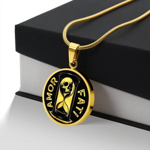 Personalized Amor Fati Necklace, Amor Fati Pendant, Stoic Necklace, Stoic Jewelry, Philosophy Pendant ,Stoic Gift, Skull Necklace