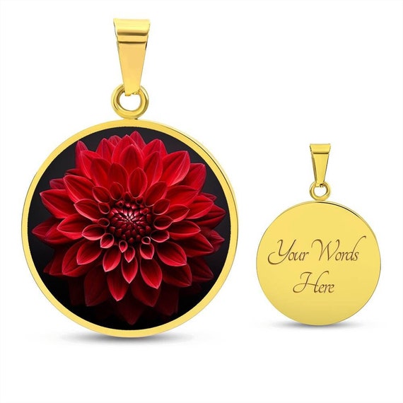 Personalized Red Dahlia Necklace, Dahlia Gift for Women, Dahlia