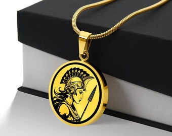 Personalized Athena Necklace, Minerva, Athena Pendant, Goddess Of War And Wisdom, Greek Mythology Gift, Neopagan Jewelry, Roman Mythology