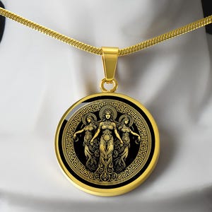 Personalized Moirai Necklace, The Fates Pendant, Clotho, Lachesis, Atropos, Greek Mythology Gift, Triple Goddess Necklace, Oracle Necklace