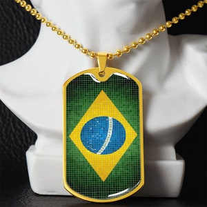 Personalized Flag of Brazil Necklace, Brazil Gift, Brazil Jewelry, Brazil Flag, Brazil Pendant, Mosaic Style Flag