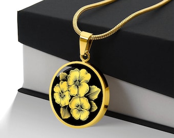 Personalized Primrose Necklace, Primrose Gift For Women, February Birth Flower Pendant, Primrose Pendant, February Birthday Gift For Her