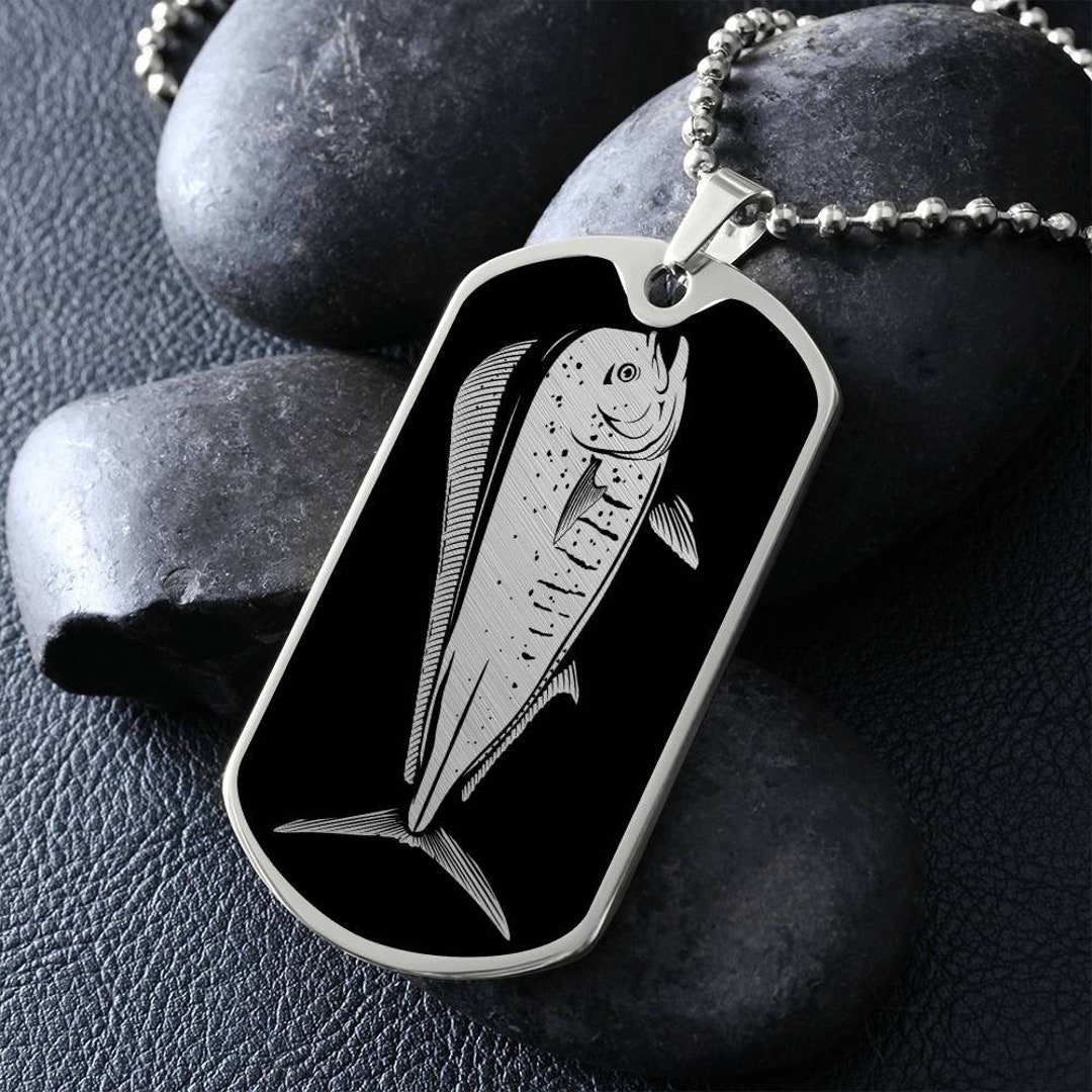 Personalized Mahi Mahi Necklace, Fishing Gift for Men, Mahi Mahi Gift