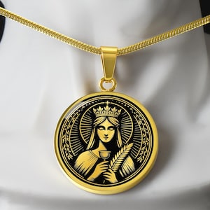 Saint Barbara Necklace, St Barbara Patron Saint of Artillerymen, miners, and Mathematicians, Communion Gift, Baptism Gift, Confirmation Gift