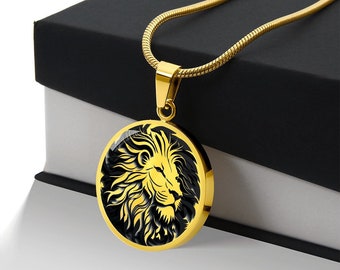 Personalized Lion Necklace, Lion Jewelry, Lion Pendant, Gift For Lion Lovers, Lion Gift, Strength gift, Courage Gift