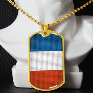 Personalized Flag of France Necklace, France Gift, France Jewelry, France Flag, France Pendant, Mosaic Style Flag