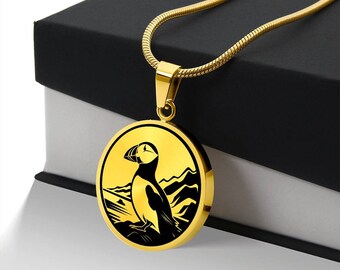 Personalized Puffin Necklace, Puffin Gift, Puffin Pendant, Puffin Charm, Birdwatching Gift, Bird Lover Gift, Nature Necklace Gift for Her