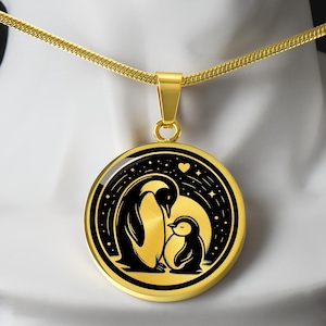 Mother & Baby Penguin Necklace, Mother&#39;s Day Gift, Penguin Gift, Penguin Pendant, Birthday Gift For Daughter, Christmas Gift For New Mom
