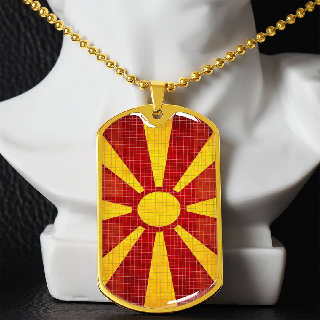 Personalized Flag of Macedonia Necklace, Macedonia Gift, Macedonia