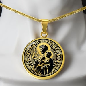Saint Joseph & Baby Jesus Necklace, St Joseph Patron Saint of Fathers, Immigrants , Workers, Communion Gift, Baptism Gift, Confirmation Gift