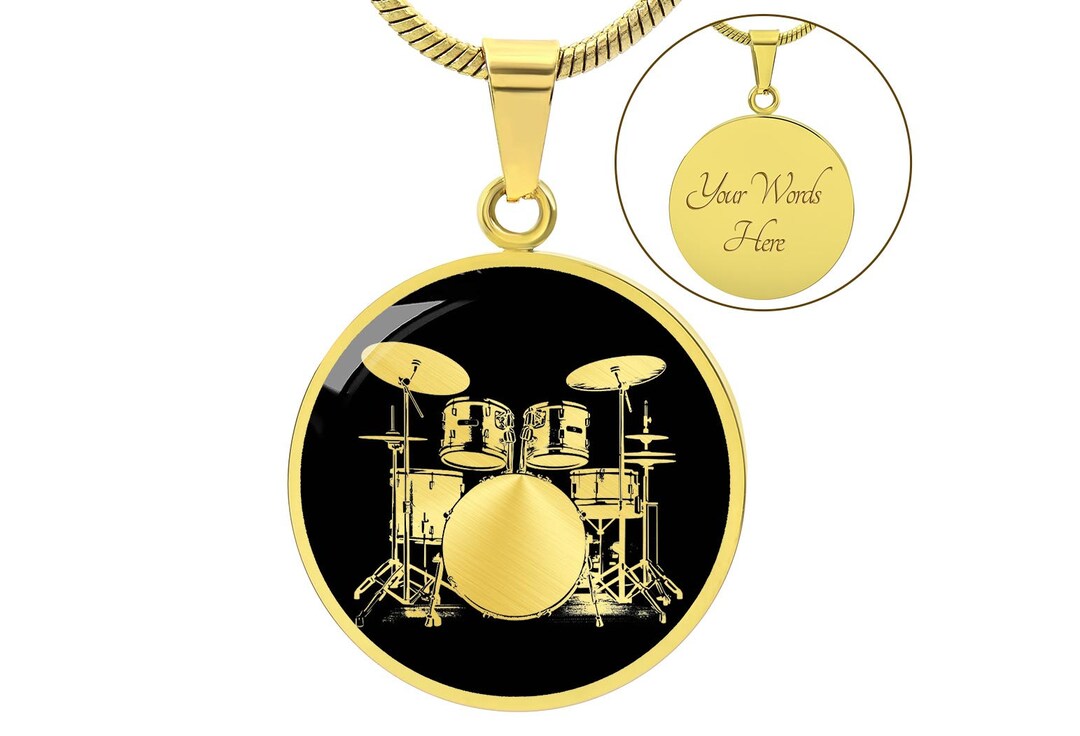 Personalized Drum Set Necklace, Drums Gifts, Jazz Necklace, Drummer