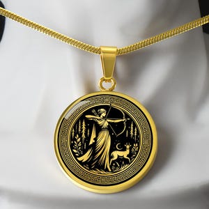 Personalized Artemis Necklace, Artemis Pendant, Goddess of The Hunt & Wilderness, Greek Mythology Gift, Pagan Jewelry, Wicca Charm