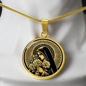 Saint Therese Necklace, St Therese of Lisieux Patron Saint of Missions and Florists, First Communion Gift, Baptism Gift, Confirmation Gift