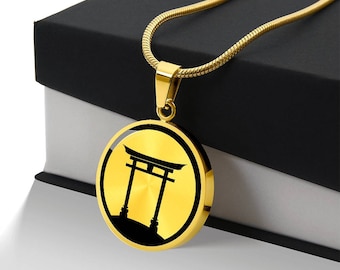 Personalized Torii Gate Necklace, Shinto Necklace, Shinto Gift, Shinto Shrine, Torii Portal Pendant