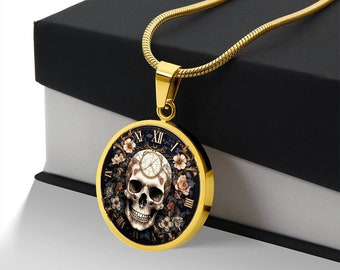 Personalized Memento Mori Necklace, Memento Mori Pendant, Stoic Necklace, Stoic Jewelry, Philosophy Pendant ,Stoic Gift, Skull Necklace