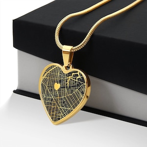 Geschenk 3 Jahre Jahrestag für Frau, Geschenk 3. Jahrestag für Freundin, Romantisches Geschenk für Sie, Stadt Karte Halskette, Soulmate Halskette