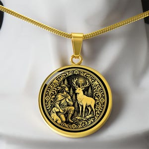 Saint Hubert Necklace, St Hubert Patron Saint of Hunters, Baptism Gift, Confirmation Gift, Communion Gift, Hunter Gift