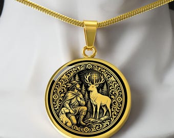 Saint Hubert Necklace, St Hubert Patron Saint of Hunters, Baptism Gift, Confirmation Gift, Communion Gift, Hunter Gift