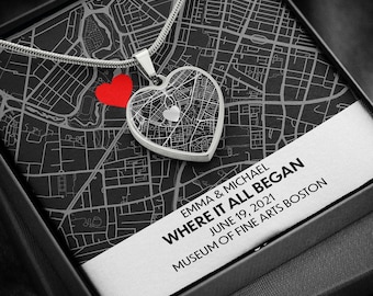Personalized Anniversary Gift For Wife, Valentine's Gift For Her, Romantic Gifts For Girlfriend, Where We Met, Where It All Began Map