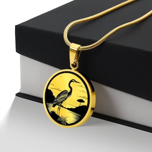 Personalized Heron Necklace, Heron Gift, Heron Pendant, Heron Jewelry, Birdwatching Gift, Bird Lover Gift, Nature Necklace Gift for Her